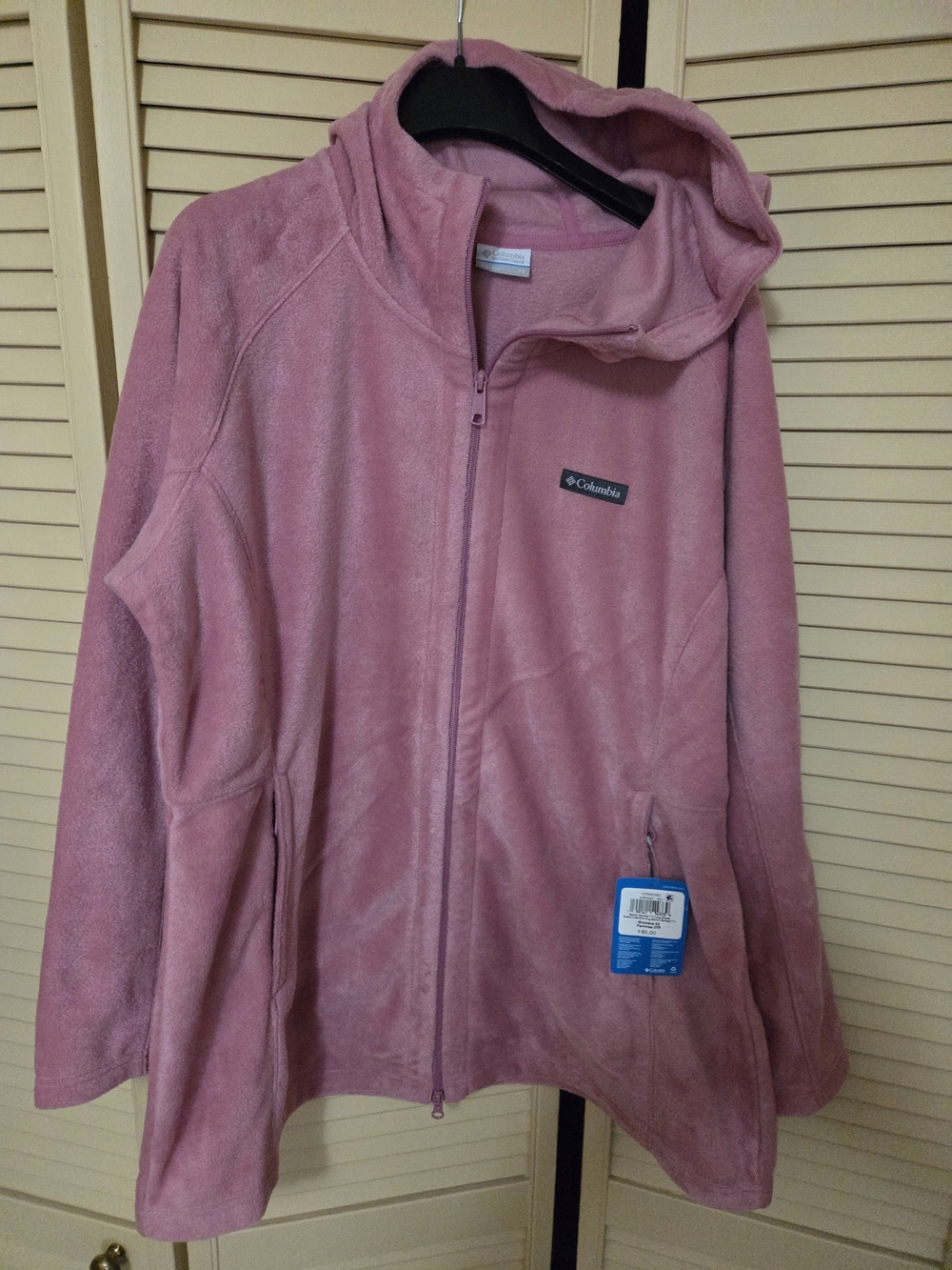 Columbia Women’s Pink Full-Zip Fleece Hooded Jacket, 2X,NWT